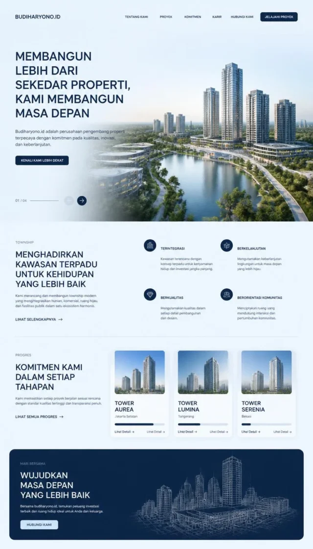 contoh website perusahaan developer desain layout modern fullpage