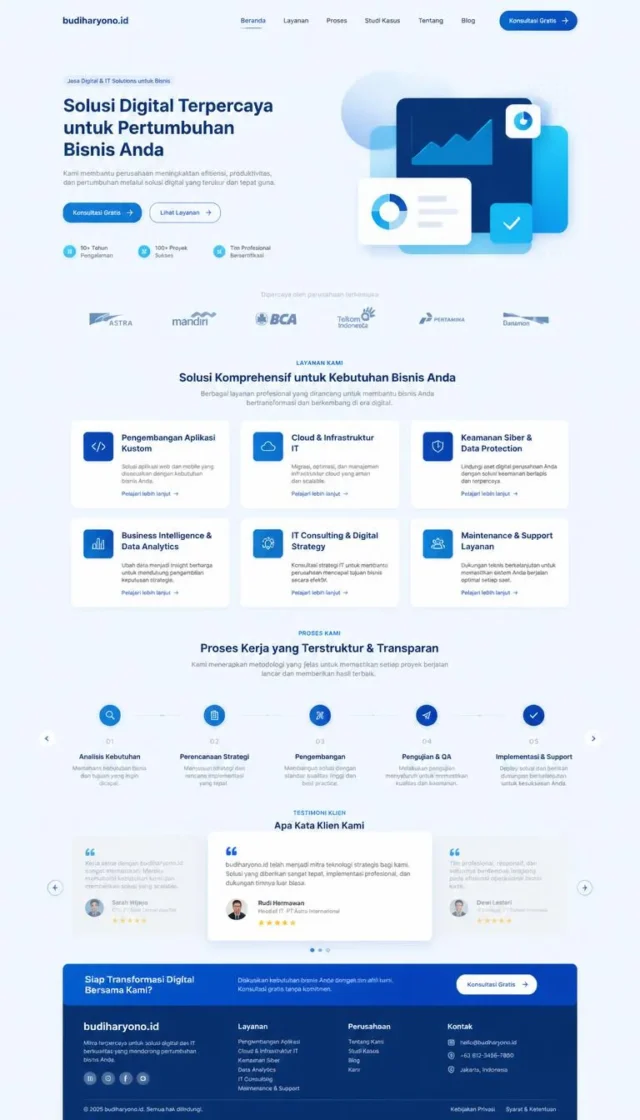 contoh website perusahaan jasa desain layout modern fullpage