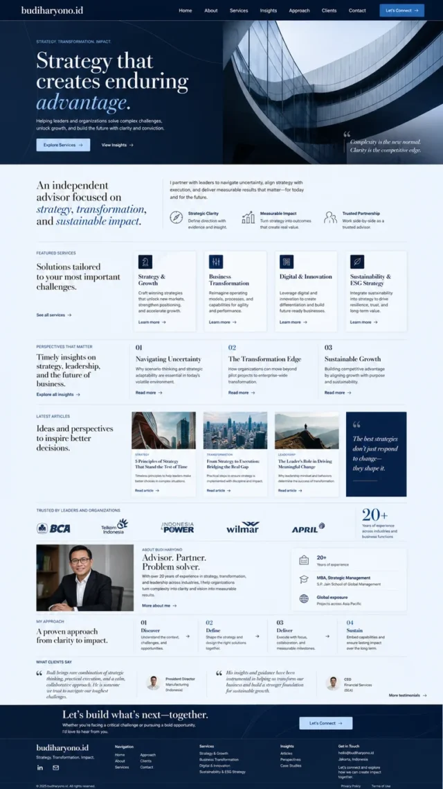 contoh website perusahaan konsultan desain layout modern fullpage