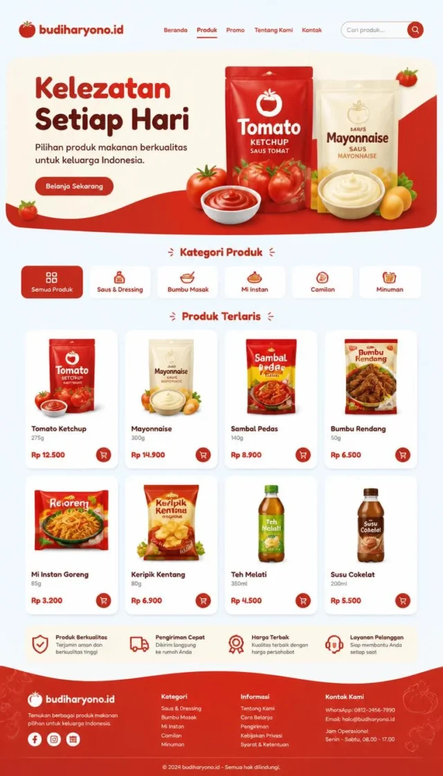 contoh website perusahaan makanan desain layout modern fullpage